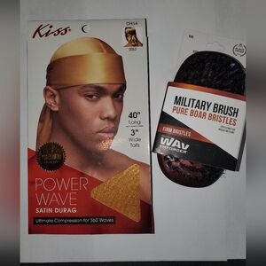 Kiss Gold Satin Durag with Military Brush